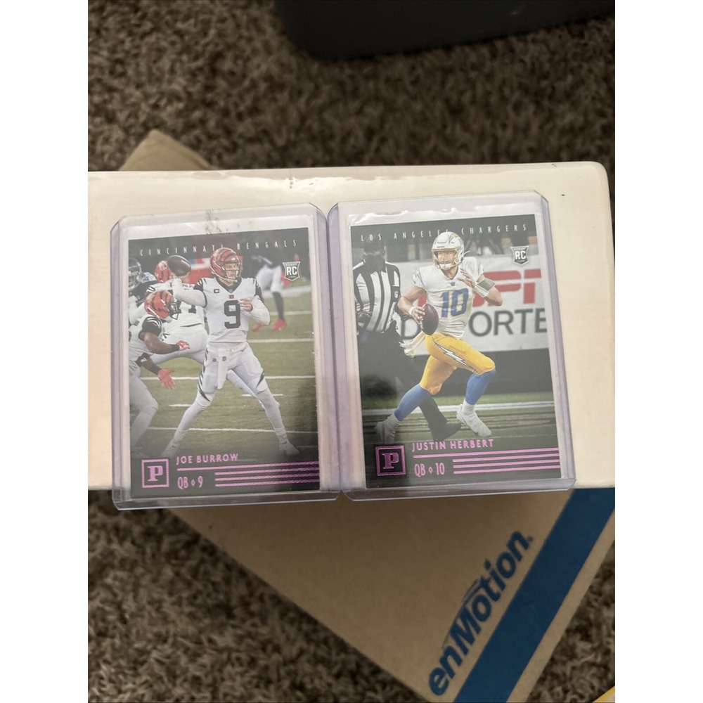 2020 Panini Chronicles Joe Burrow And Justin Herbert Pink Rc‎ Pa1 And Pa3
